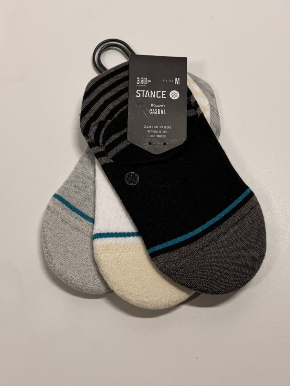 NWT Stance No-Show Women's Casual Socks - Medium - Gray - Black - White - 3 Pack